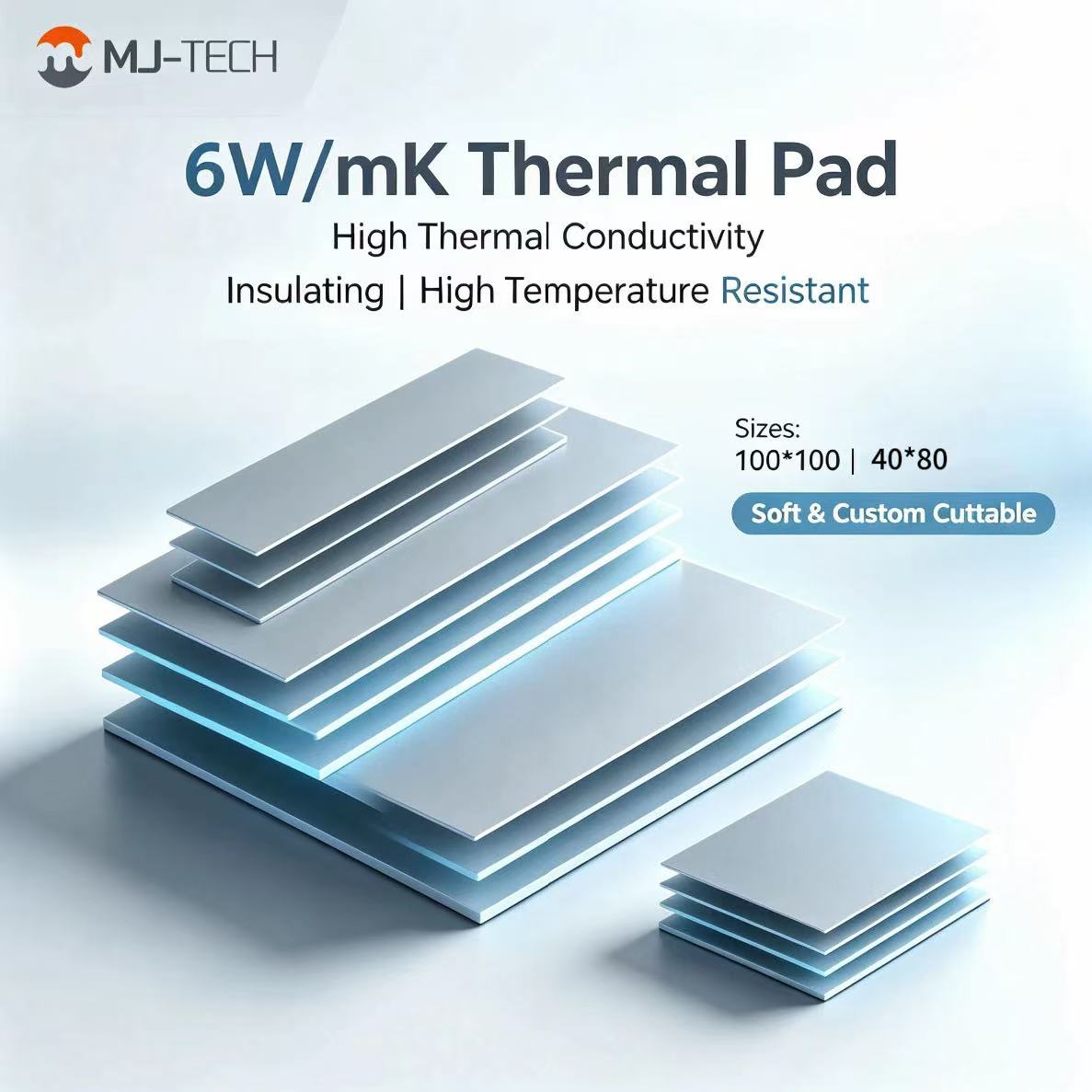 Laptop Cooling Pad - Термопрокладка MJ-TECH 6W/mK, неэлектропроводящая, силиконовая, для